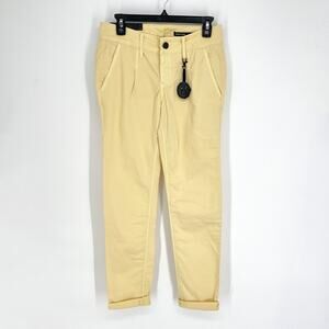 Black Orchid NEW Tapered Jeans Pleats Womens Sz 27 Cuffs Yellow Cotton Blend